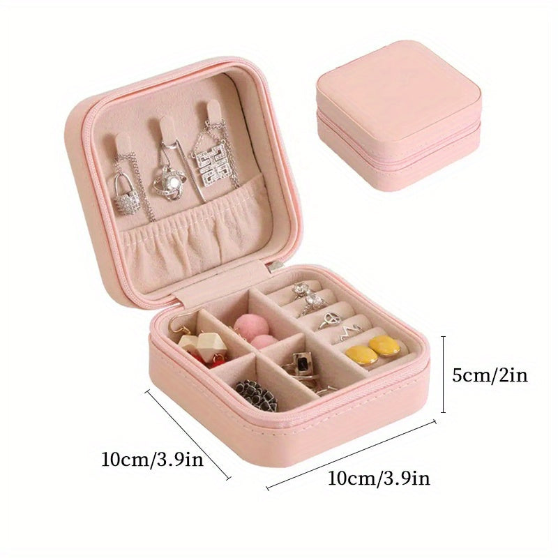 Portable Grid Jewelry Storage Box Necklaces Organizer Case