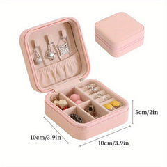Portable Grid Jewelry Storage Box Necklaces Organizer Case