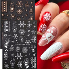 Christmas Nail Art Decals Winter Snowflake Reindeer Gingerbread Man Glitter