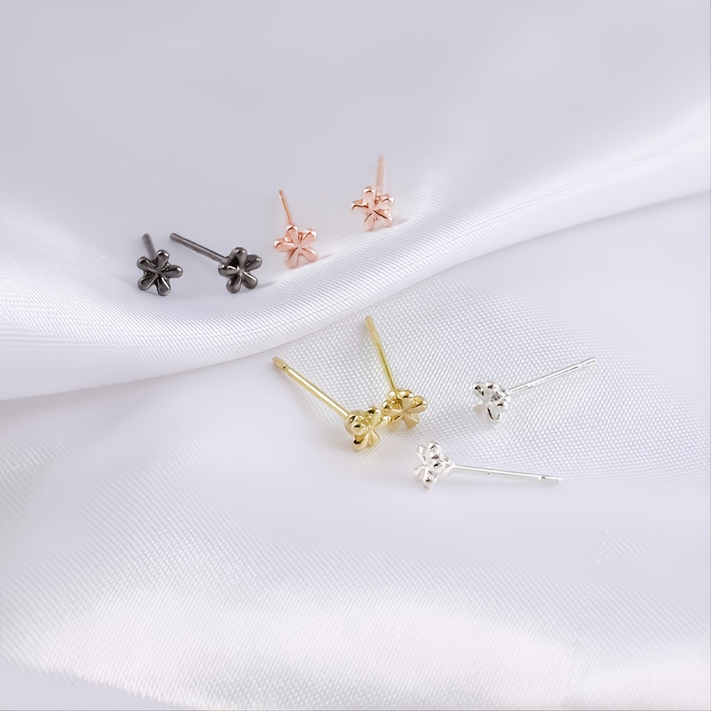 Small Floral Stud Earrings in Golden and Silver