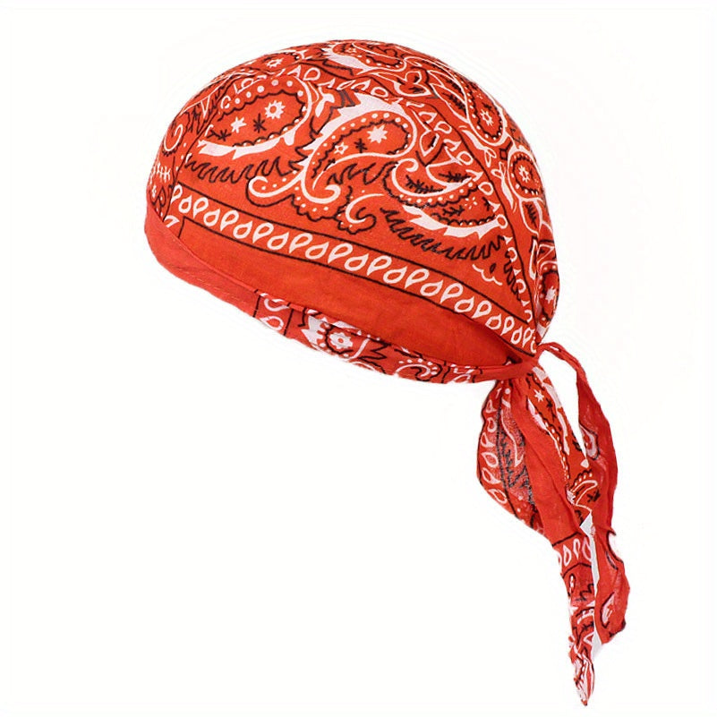 Paisley Print Turban Cap Ramadan Head Wrap Bandana Casual Lace Up Hijab Hat