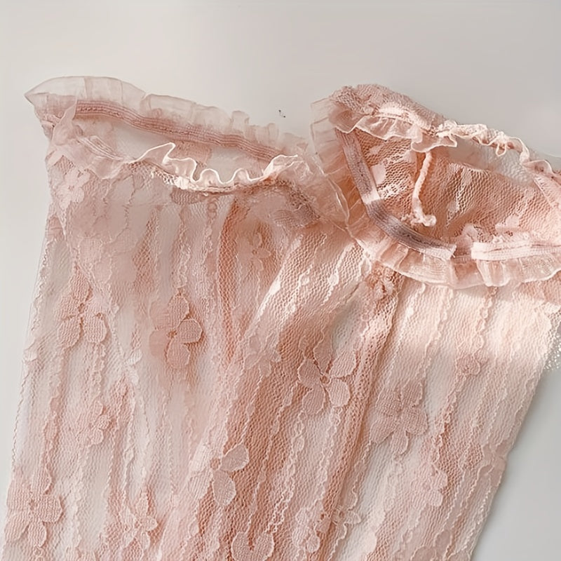 Floral Lace Fingerless Sunscreen Long Gloves Women