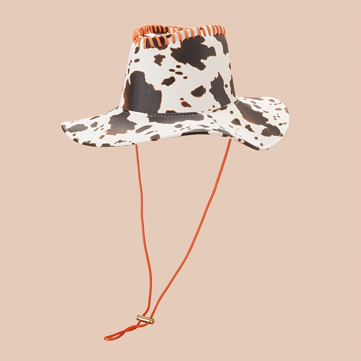 Vintage Cow Pattern Cowboy Hat Big Brim Sun Hat Western Style Boonie Hat