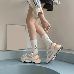 8 Pairs Funny Expression Print Women's Mid Tube Socks Stockings