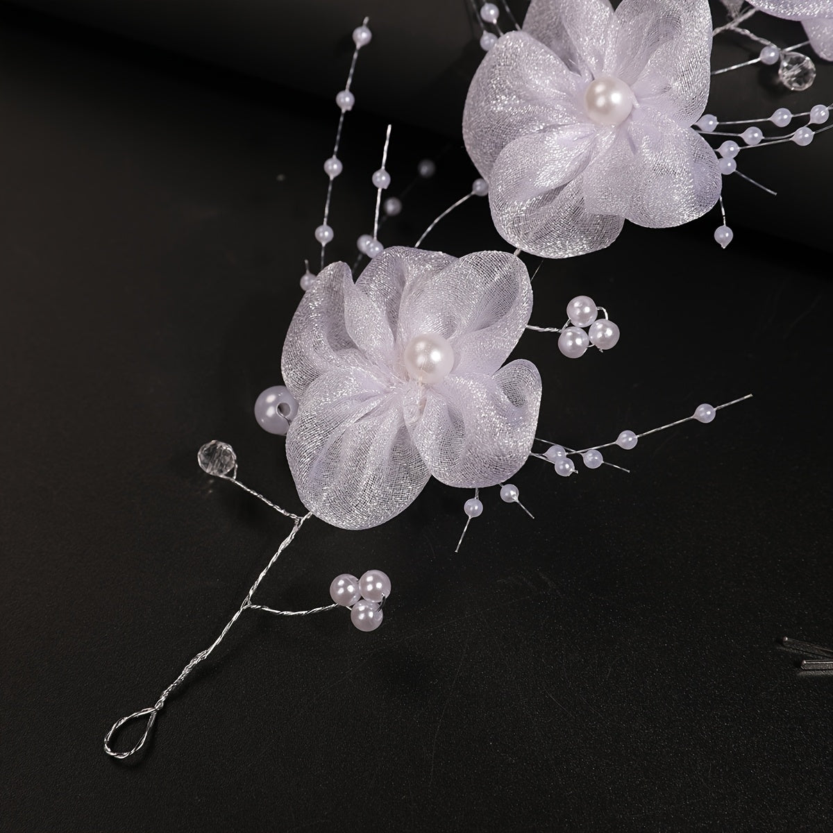 Red Rose Hair Accessory with Soft Bow Headpiece for Wedding