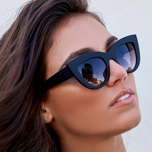 Vintage Oversized Square Sunglasses Women Cat Eye Plastic Frame Mirrored