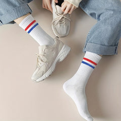 Striped Mid Tube & Japanese Crew Socks Women's Stockings
