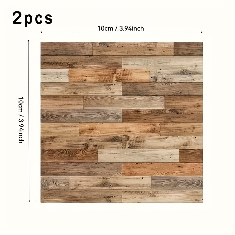 2pcs Dollhouse Tile Stickers Realistic Wood & Brick Patterns PVC Wallpaper