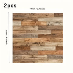 2pcs Dollhouse Tile Stickers Realistic Wood & Brick Patterns PVC Wallpaper
