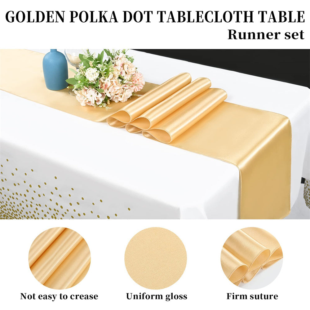3pcs Disposable Golden Satin Silk Tablecloth
