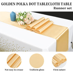 3pcs Disposable Golden Satin Silk Tablecloth