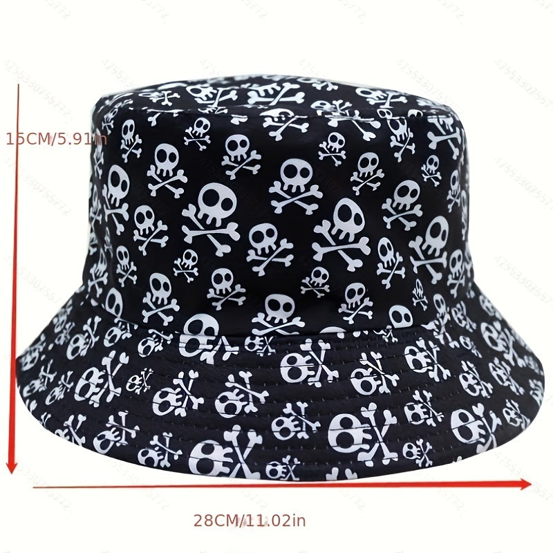 Skull Print Bucket Hat Men's Women's Outdoor Sunshade Basin Hat