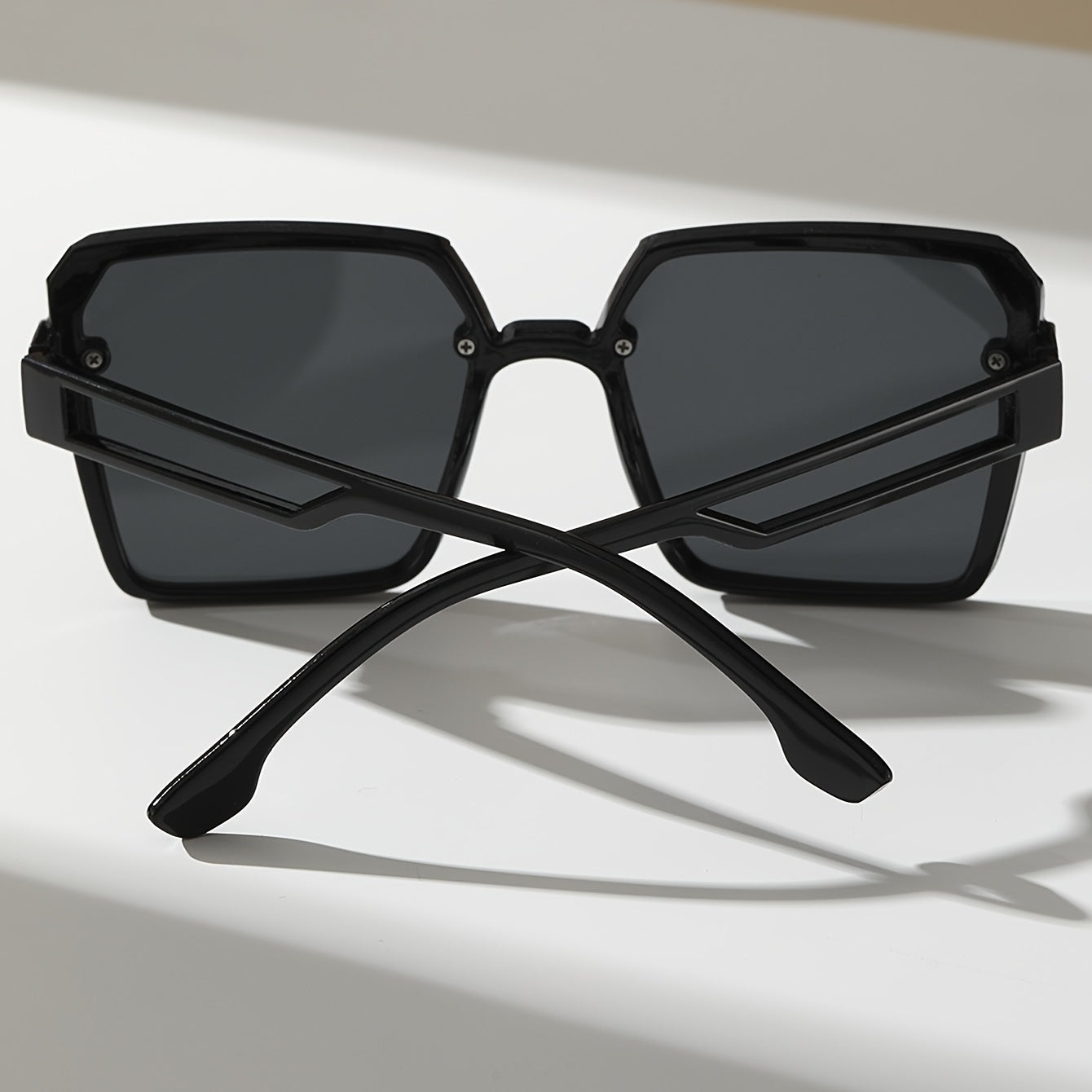 Oversized Square Sunglasses Y2K Hollow Temple UV400
