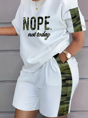 Casual 2-Piece Set: T-shirt & Workout Shorts for Women