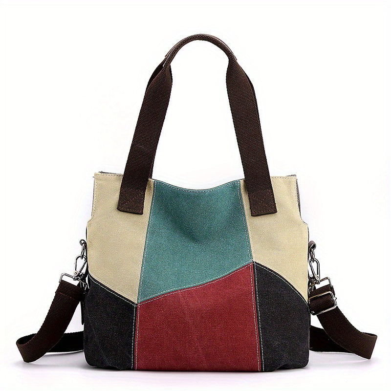 Stain Resistant Block Tote Bag Large Capacity Durable Shoulder Bag