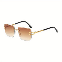 Gradient Lens Sunglasses Men Women UV400 Beach Metal Rimless Glasses