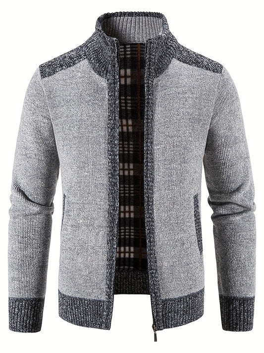Men's Casual Full Zip Cardigan Knitted Sweater Coat With Pockets