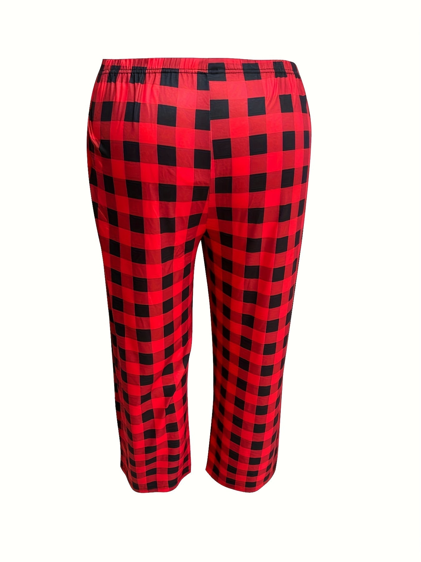  Plaid Print Loungewear Set Long Sleeve Tee & Pants