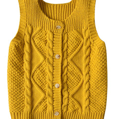 Girls Knit Sweater Vest Jacket Button Tank Top