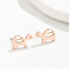 2pcs Men's Stainless Steel Mini Turtle Earrings