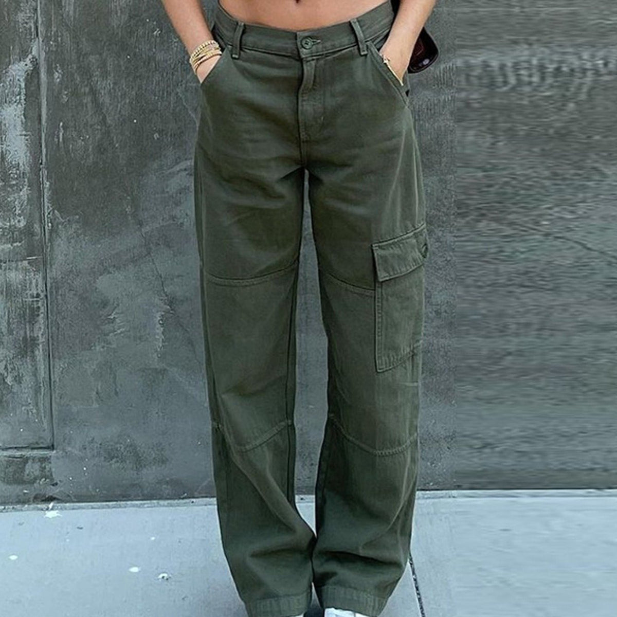 Wide Leg Cargo Denim Jeans Y2K Vintage Style Women's Clothing