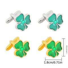 Clover Lacquered Cufflinks French Men's Shirts Cuff Nails