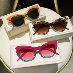 Y2K Cat Eye Sunglasses Block Gradient Glasses UV400