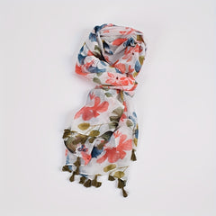 Ginkgo Leaf Print Scarf Bohemian Tassel Shawl Warm Vintage Sunscreen Head Wrap