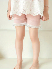 4pcs Girls Safety Shorts High Stretch Lace Trim Dance Bike Shorts