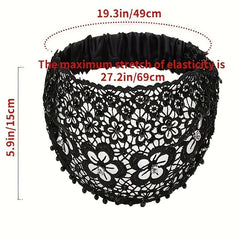 Hollow Lace Flower Pattern Headband Faux Pearl Charms Stretch Headband