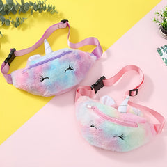 Girls Unicorn Plush Waist Bag Coin Purse Shoulder Bag