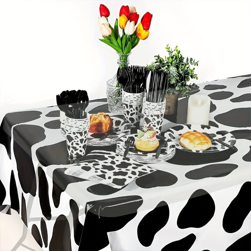 Cow Pattern Disposable Tablecloth Party Home Outdoor Decoration