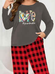  Heart & Art Lounge Set: Tee & Plaid Pants Pajamas 2-Piece Set