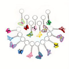 17pcs Butterfly Keychain Animal PVC Key Ring Bag Charm Earphone Accessory