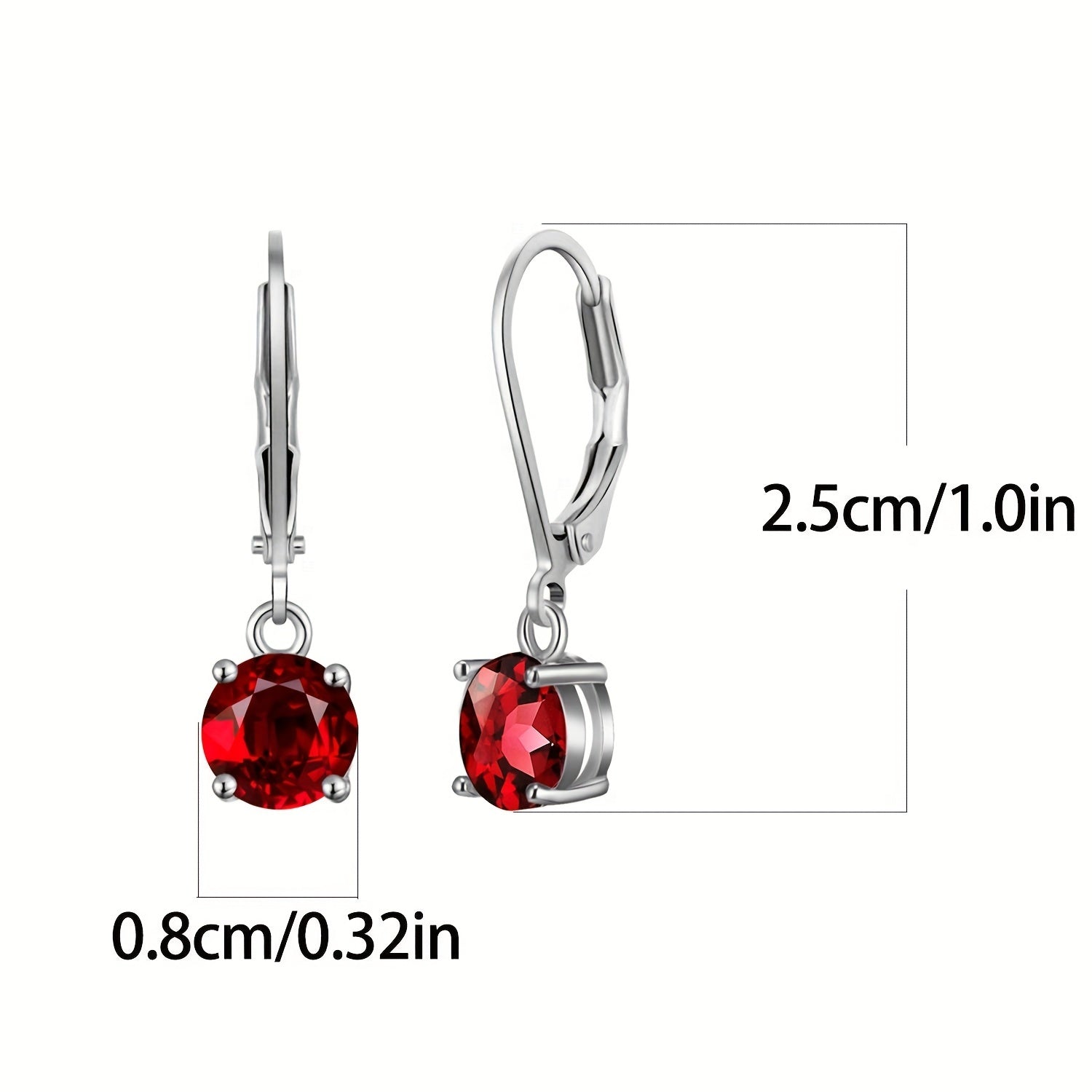 Zircon Drop Earrings - Bright & Vibrant Dangle Aretes, Leverback Hoop for Girls