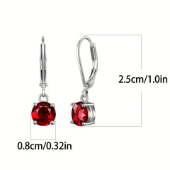 Zircon Drop Earrings - Bright & Vibrant Dangle Aretes, Leverback Hoop for Girls
