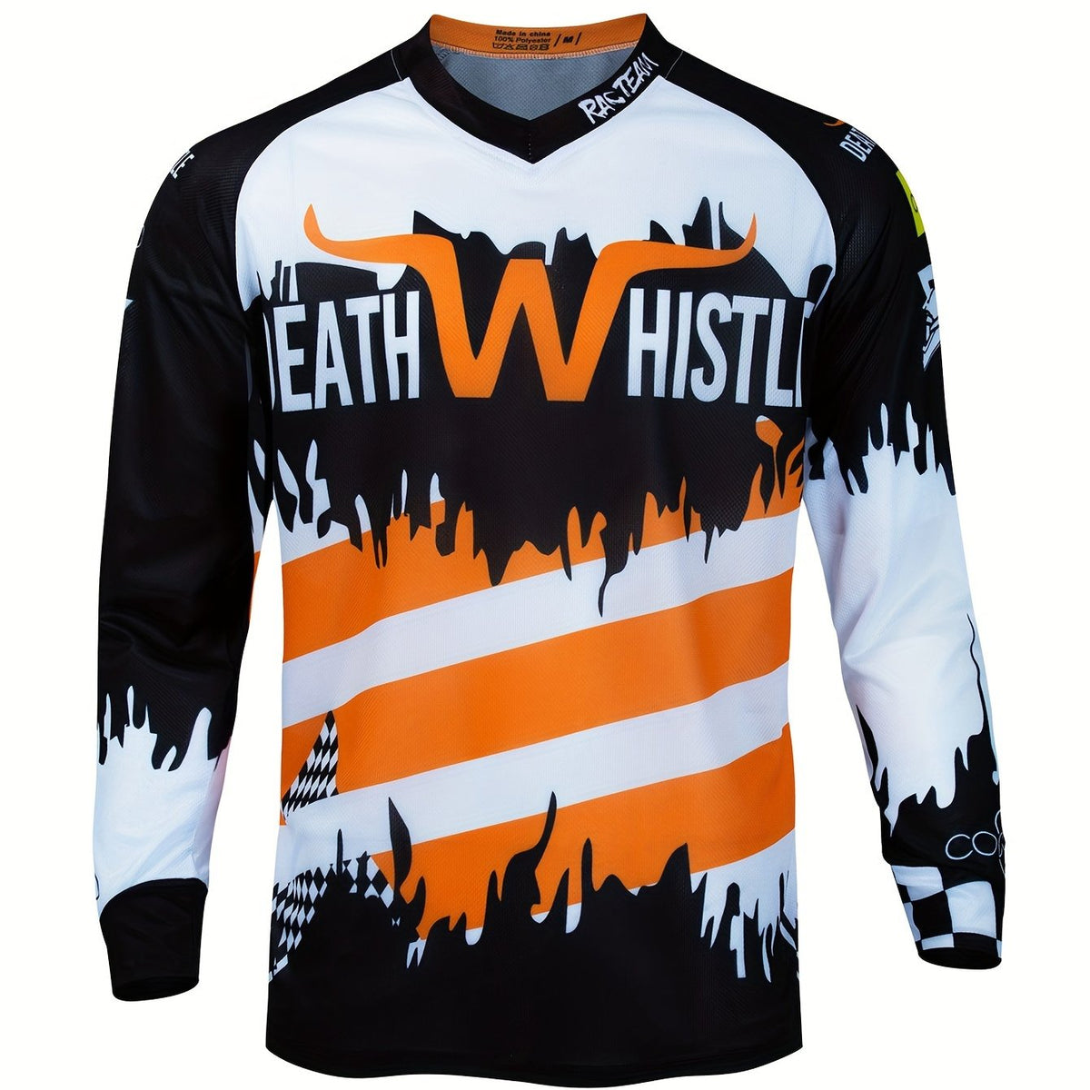 Men's Alphabets Pattern Cycling Jersey Moisture Wicking Long Sleeve Shirt