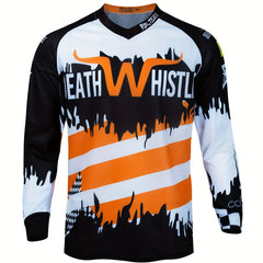 Men's Alphabets Pattern Cycling Jersey Moisture Wicking Long Sleeve Shirt