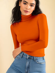 Women's Turtleneck Thermal Underwear Soft Long Sleeve Top