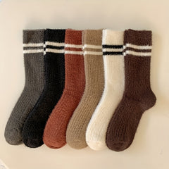 Warm Striped Fuzzy Socks - Mid Tube Women's Stockings