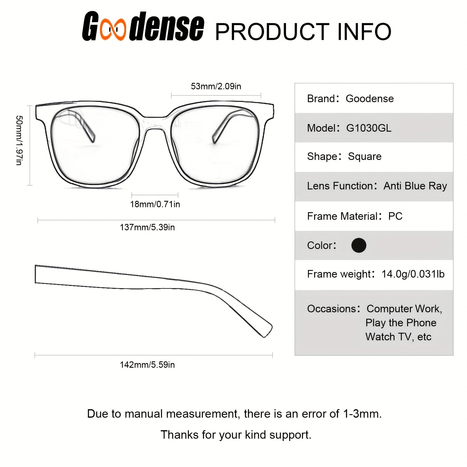 Square Anti Light Glasses Metal Frame