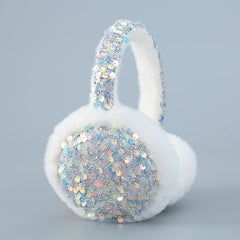 Sequin Winter Earmuffs Fluffy Faux Fur Ear Warmers for Women