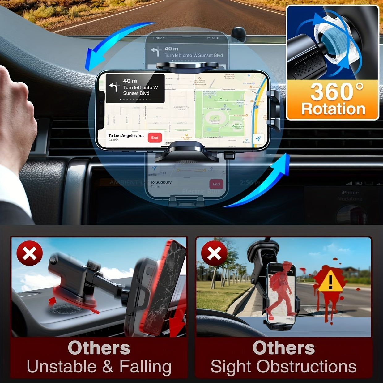 Universal Car Phone Holder Mount For Air Vent - Secure Hands-Free Mount