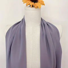 2pcs Soft Chiffon Scarf & Inner Cap Set Solid Turban Head Wrap Shawl