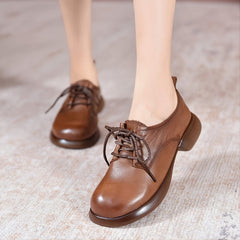 Women's Chunky Heeled Lace-up Oxford Shoes Comfortable Lightweight