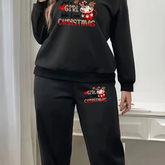Women's Plus Lollipop & Cup Print Fleece Pullover & Joggers Set
