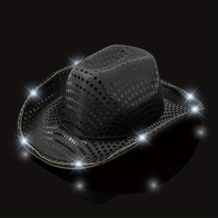 Flashing Led Sequin Cowboy Hat Y2K Style