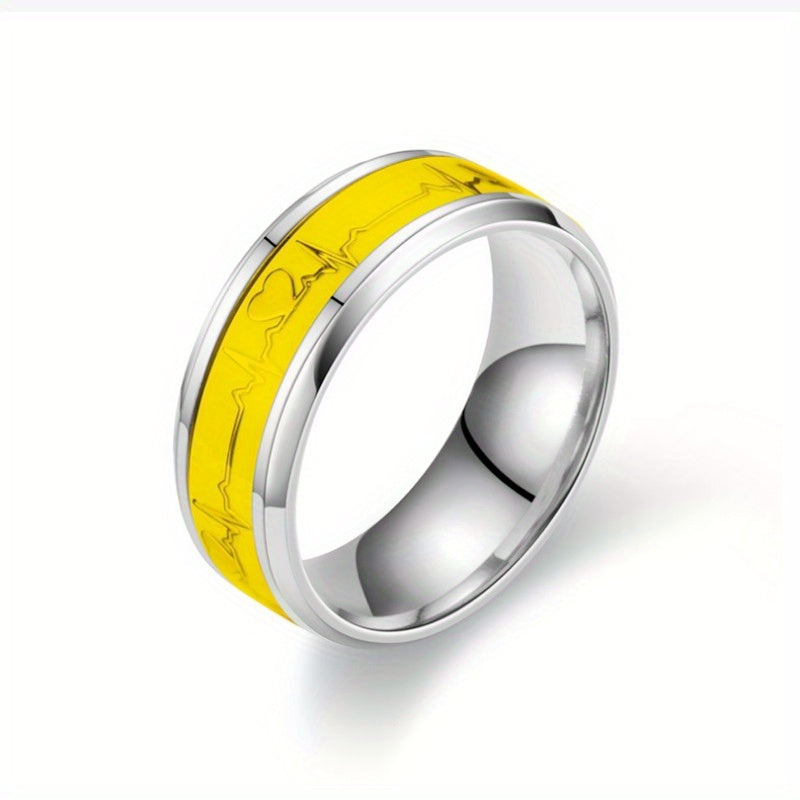 Heart-shaped Titanium Steel Ring Luminous Couple Ring