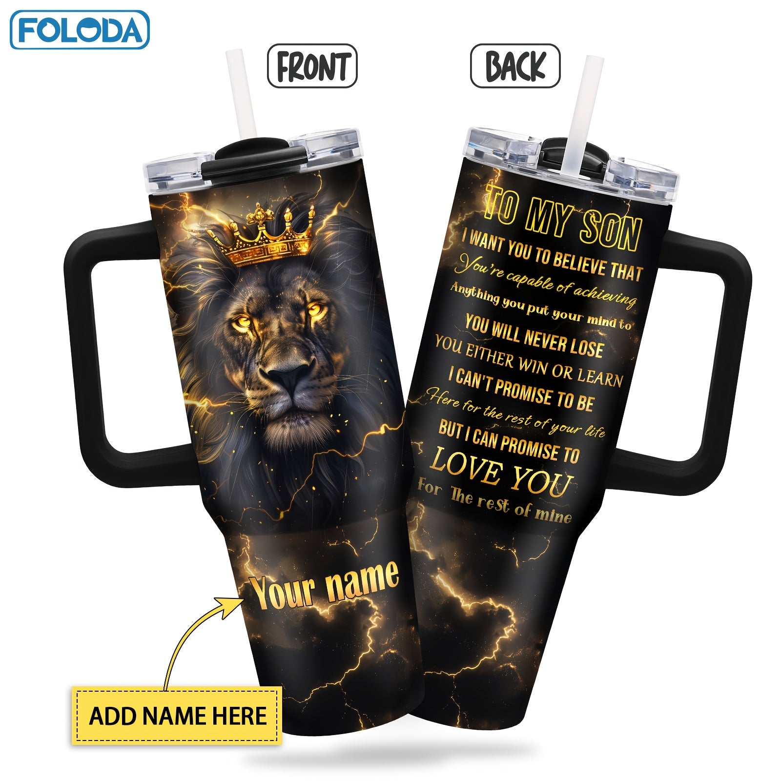 Personalized Lion Tumbler Mug for Son