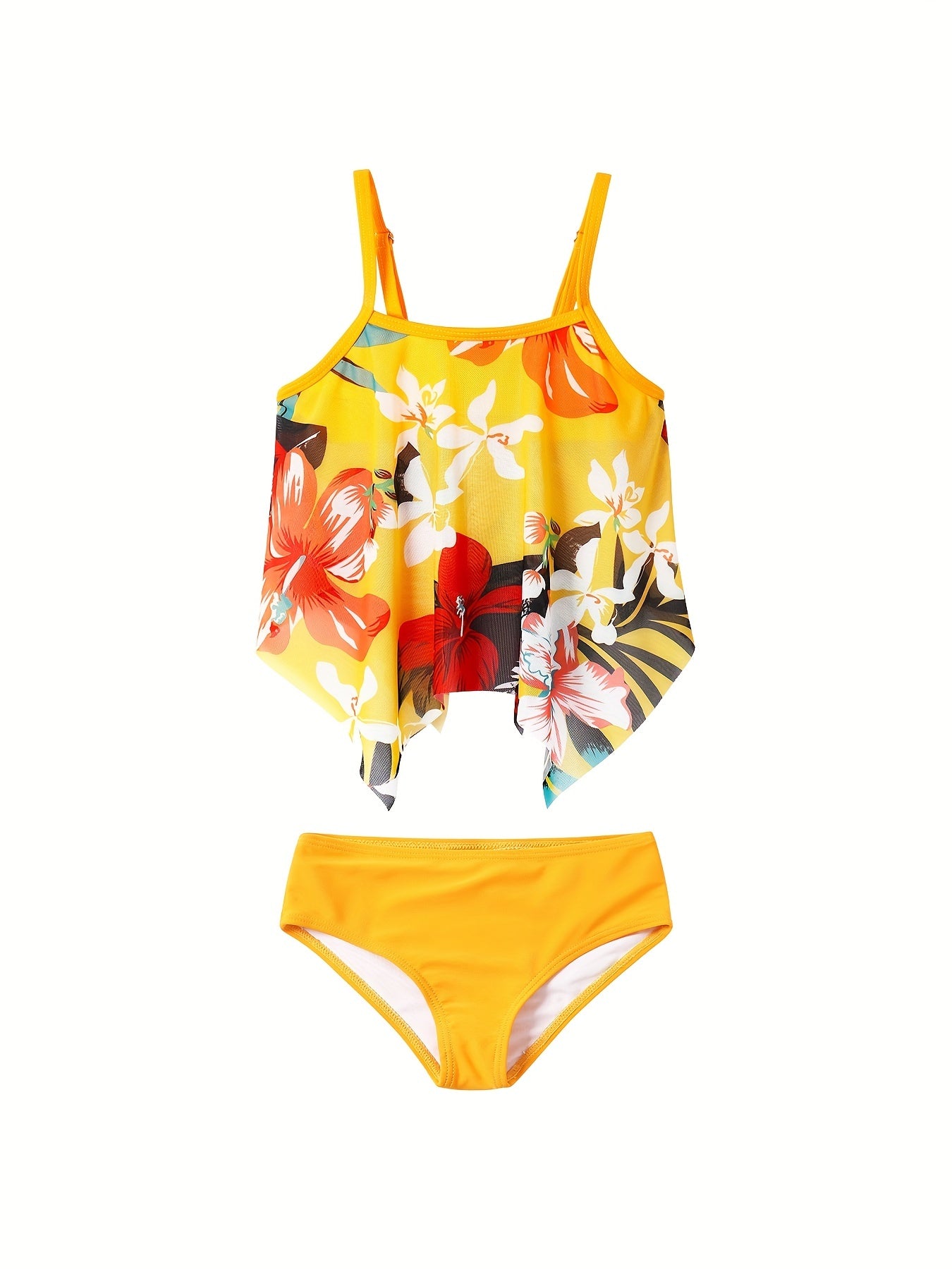 Girls Flower Graphic Bikini Swimsuit Set Kids Beach Clothes Bathing Suits